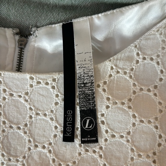 🌸 Kensie white eyelet lined peplum large top blouse - Picture 6 of 7